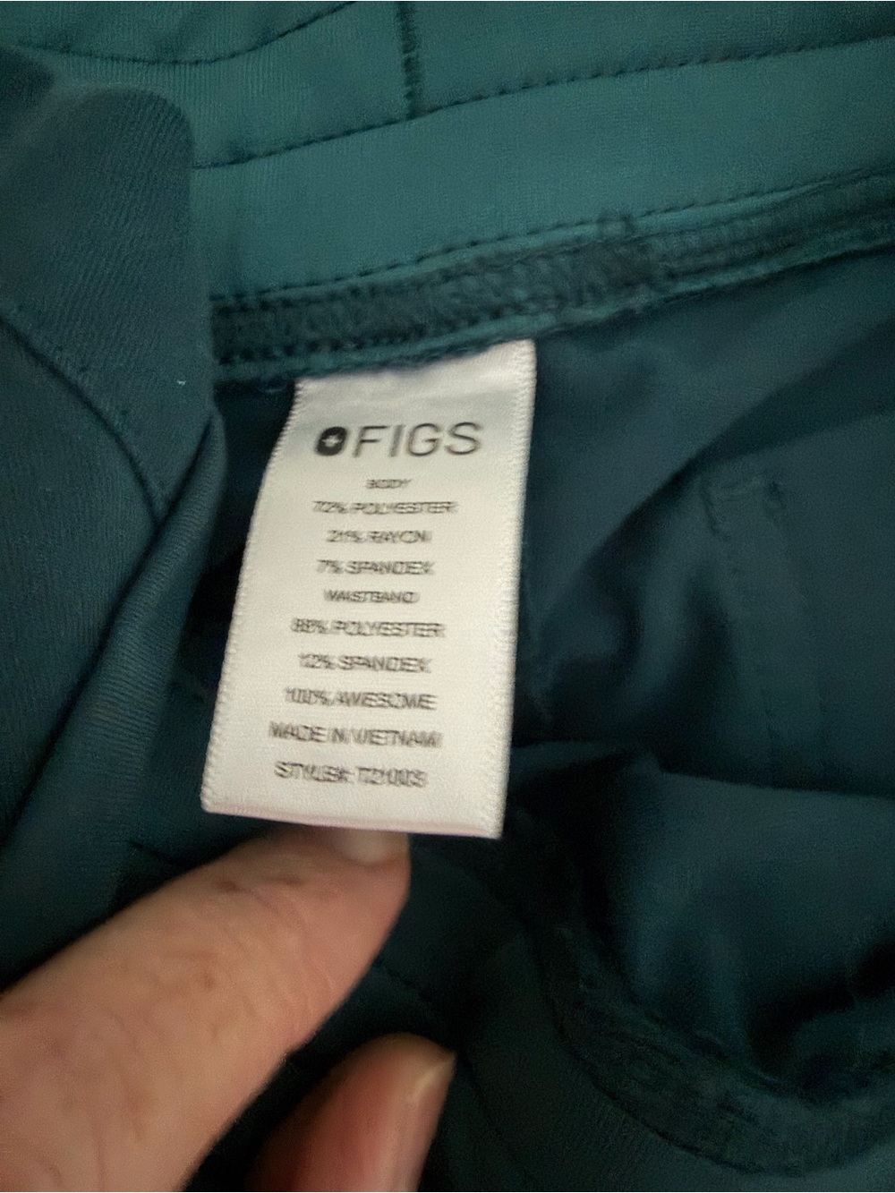 Figs Deep Teal Medical Scrub Set - V-Neck Top & Drawstring Pants - Picture 4 of 4